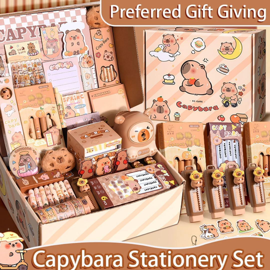 Set de Papelería Capibara Kawaii 29 Piezas Adorables Para Clase o Regalo